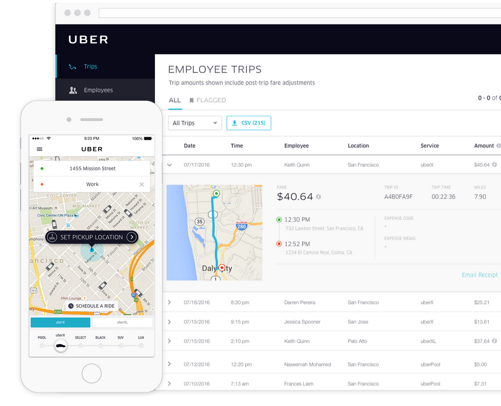 uber para viajes de negocios